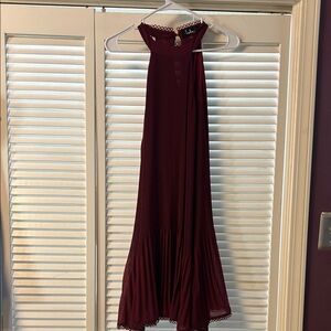 Windsor Wine Halter Pleated Maxi Dress